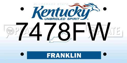 7478FW Kentucky License Plate
