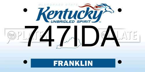 747IDA Kentucky License Plate