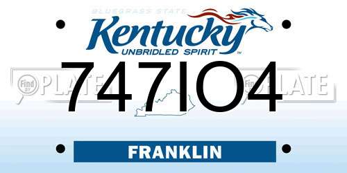 747IO4 Kentucky License Plate