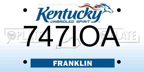 747IOA Kentucky License Plate