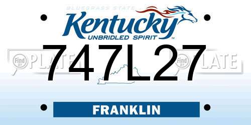 747L27 Kentucky License Plate