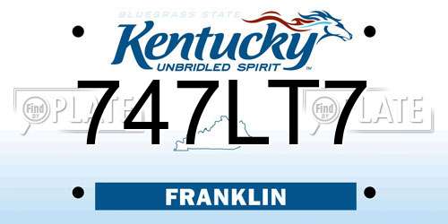 747LT7 Kentucky License Plate
