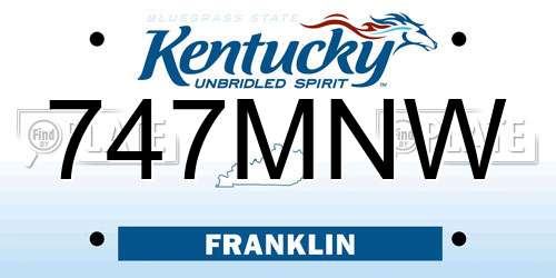 747MNW Kentucky License Plate