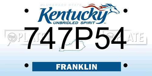 747P54 Kentucky License Plate