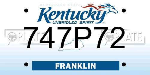 747P72 Kentucky License Plate