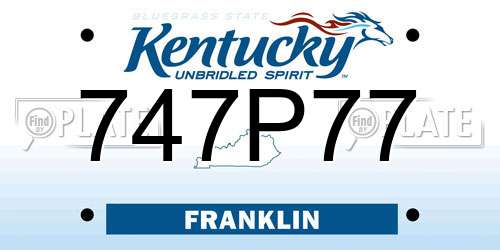 747P77 Kentucky License Plate
