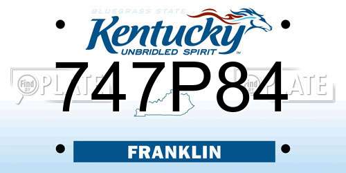 747P84 Kentucky License Plate