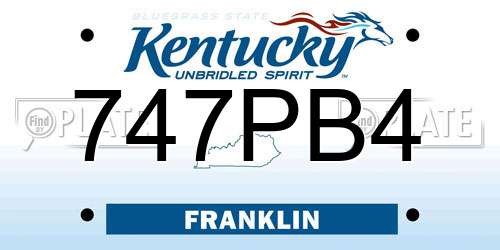747PB4 Kentucky License Plate