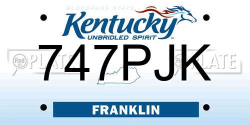 747PJK Kentucky License Plate