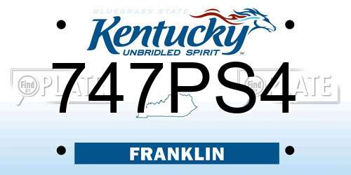 747PS4 Kentucky License Plate