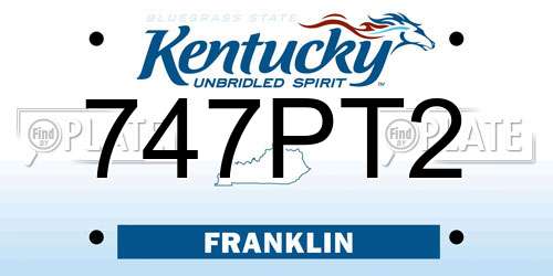 747PT2 Kentucky License Plate
