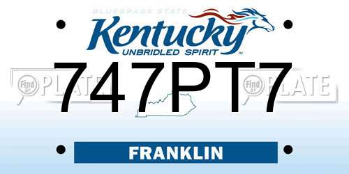 747PT7 Kentucky License Plate
