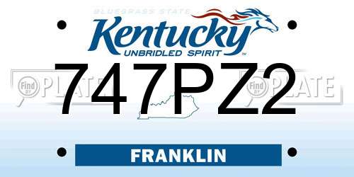 747PZ2 Kentucky License Plate