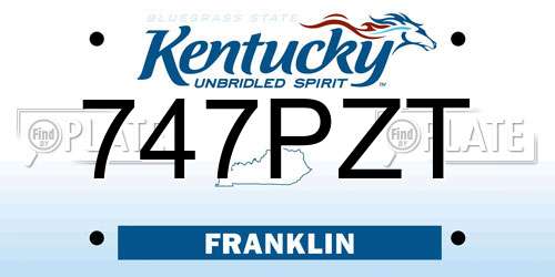 747PZT Kentucky License Plate