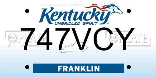 747VCY Kentucky License Plate