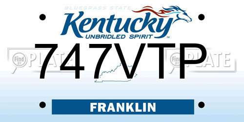 747VTP Kentucky License Plate