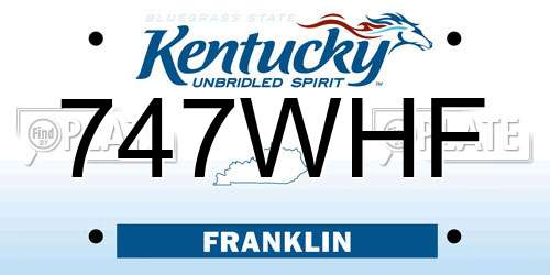 747WHF Kentucky License Plate
