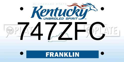 747ZFC Kentucky License Plate