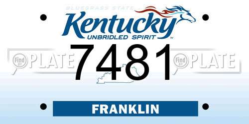 7481 Kentucky License Plate