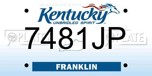 7481JP Kentucky License Plate