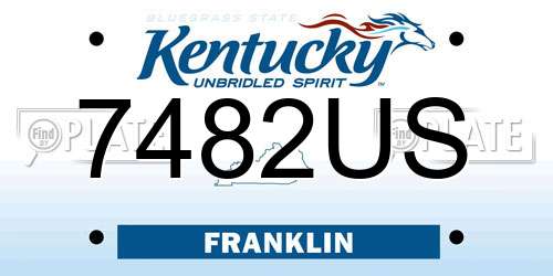 7482US Kentucky License Plate