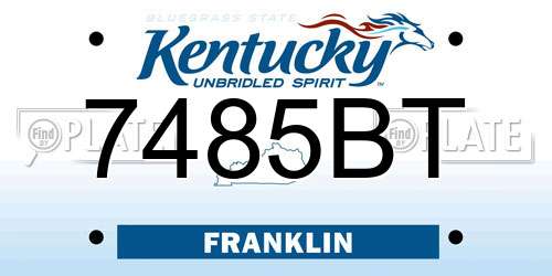 7485BT Kentucky License Plate