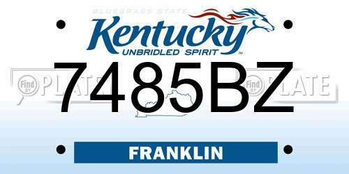 7485BZ Kentucky License Plate