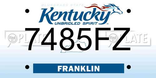 7485FZ Kentucky License Plate