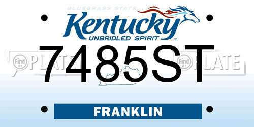 7485ST Kentucky License Plate