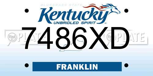 7486XD Kentucky License Plate