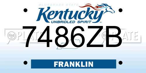 7486ZB Kentucky License Plate