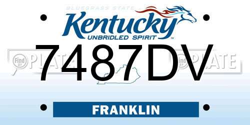7487DV Kentucky License Plate