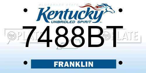 7488BT Kentucky License Plate