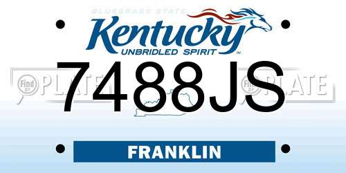 7488JS Kentucky License Plate