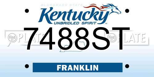 7488ST Kentucky License Plate
