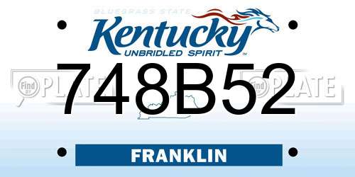 748B52 Kentucky License Plate
