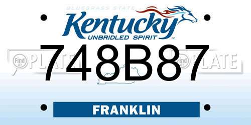 748B87 Kentucky License Plate