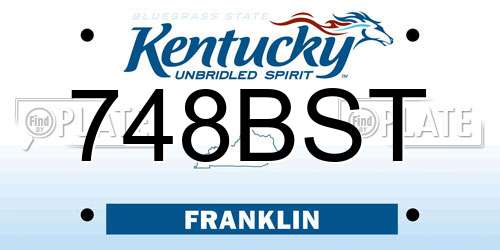 748BST Kentucky License Plate