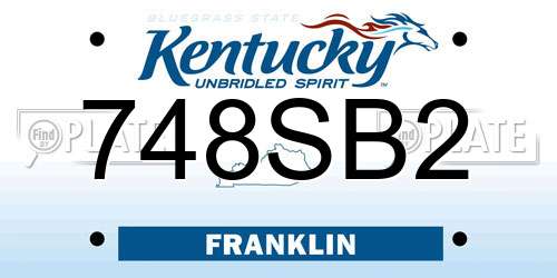 748SB2 Kentucky License Plate