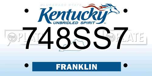 748SS7 Kentucky License Plate