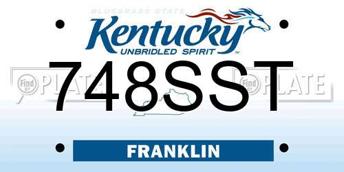 748SST Kentucky License Plate