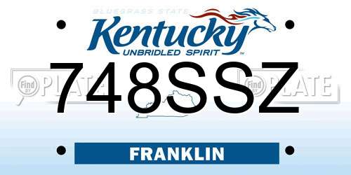 748SSZ Kentucky License Plate