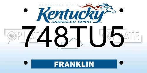 748TU5 Kentucky License Plate