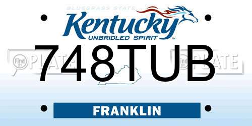 748TUB Kentucky License Plate