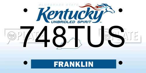 748TUS Kentucky License Plate