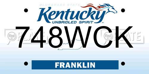 748WCK Kentucky License Plate