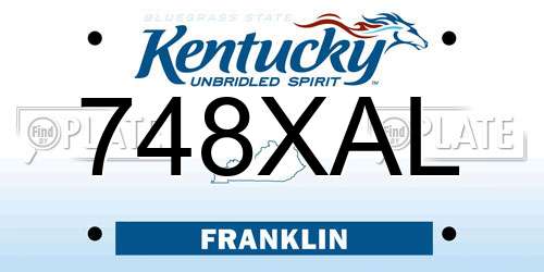 748XAL Kentucky License Plate