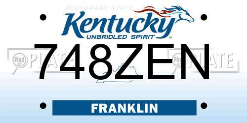 748ZEN Kentucky License Plate