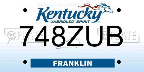 748ZUB Kentucky License Plate
