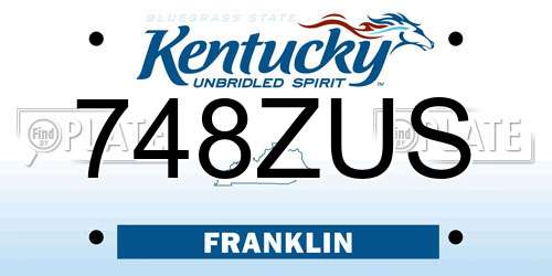 748ZUS Kentucky License Plate